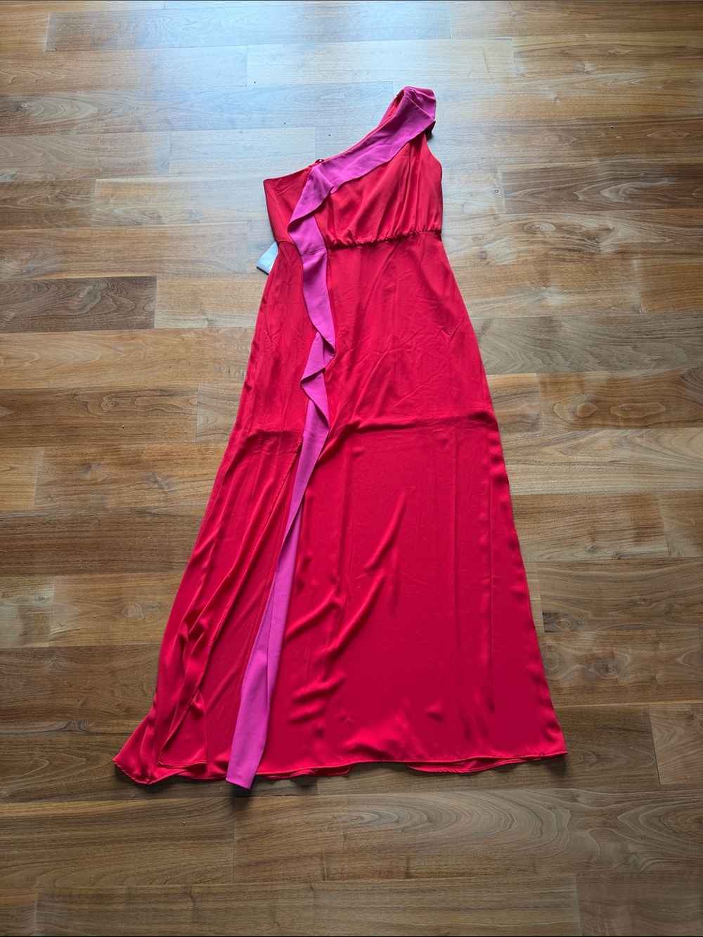 Women’s One-Shoulder Red Ruffled Gown